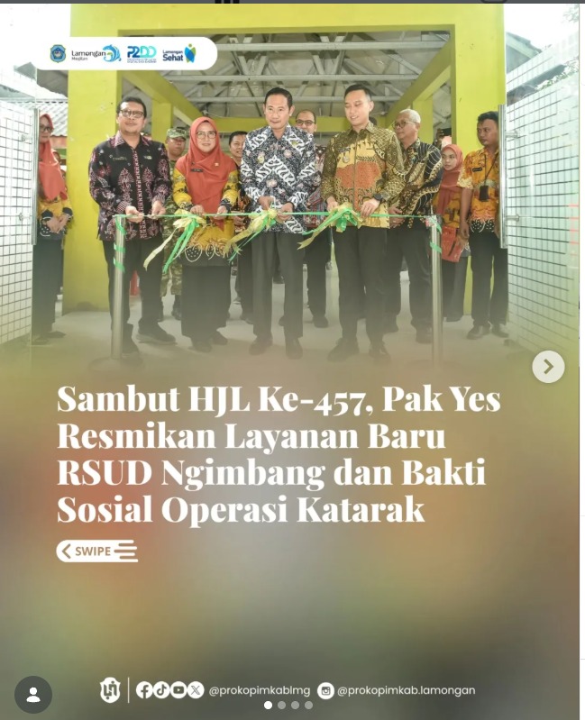 Foto: Sambut HJL Ke-457, Pak Yes Resmikan Layanan Baru RSUD Ngimbang dan Bakti Sosial Operasi Katarak