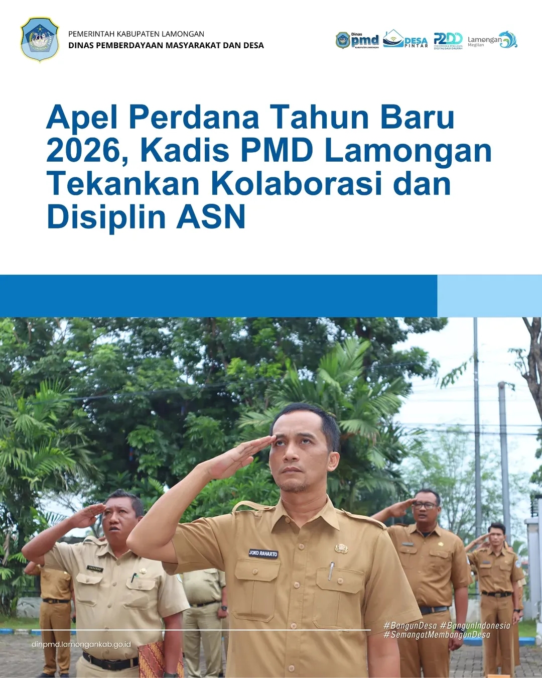 Foto: APEL PERDANA TAHUN BARU 2026, KADIS PMD LAMONGAN TEKANKAN KOLABORASI DAN DISIPLIN ASN