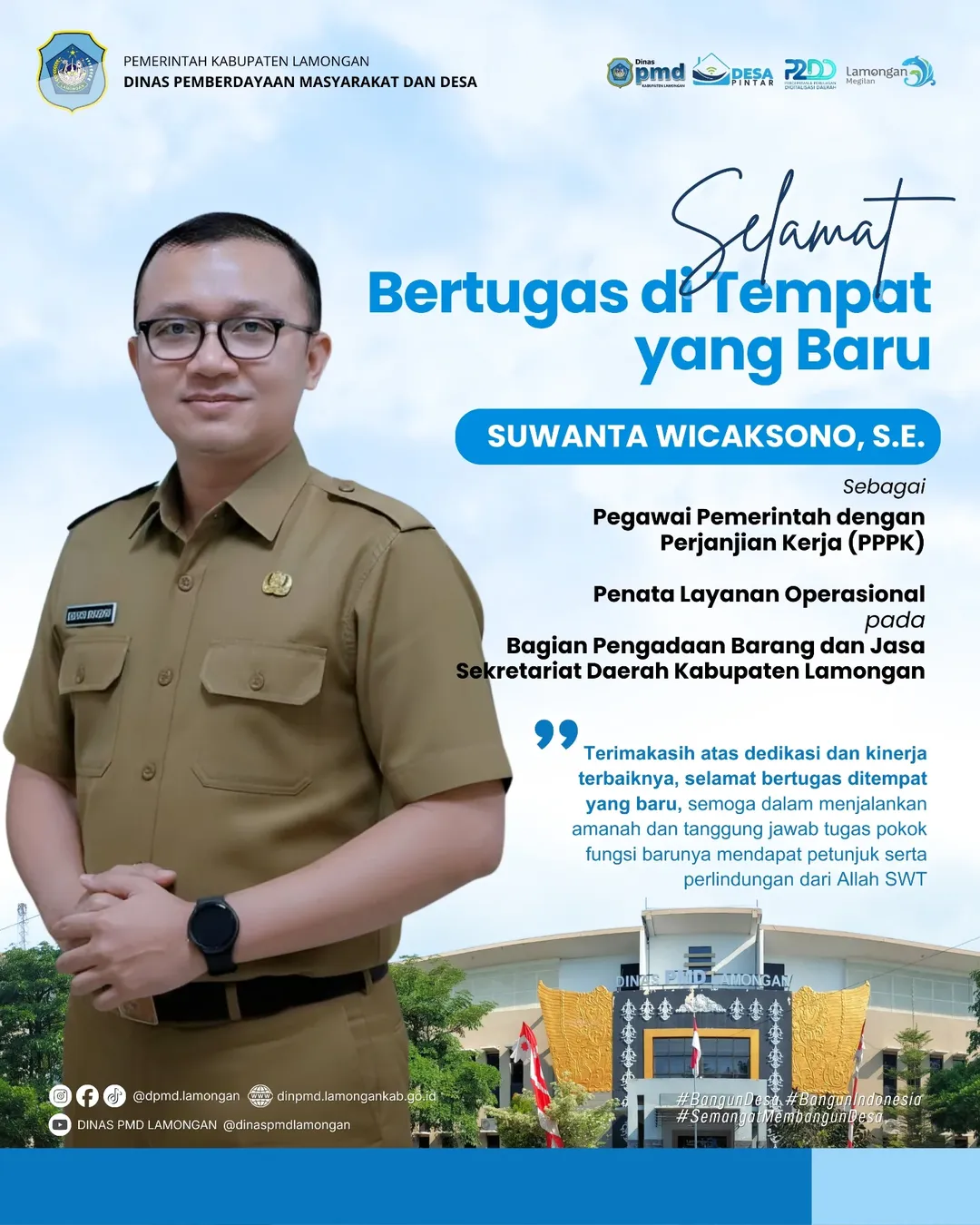 Foto: SELAMAT BERTUGAS DI TEMPAT YANG BARU KEPADA STAF DINAS PMD KABUPATEN LAMONGAN YANG DITUGASKKAN DI BAGIAN PENGADAAN BARANG DAN JAS SEKRETARIAT DAERAH KABUPATEN LAMONGAN