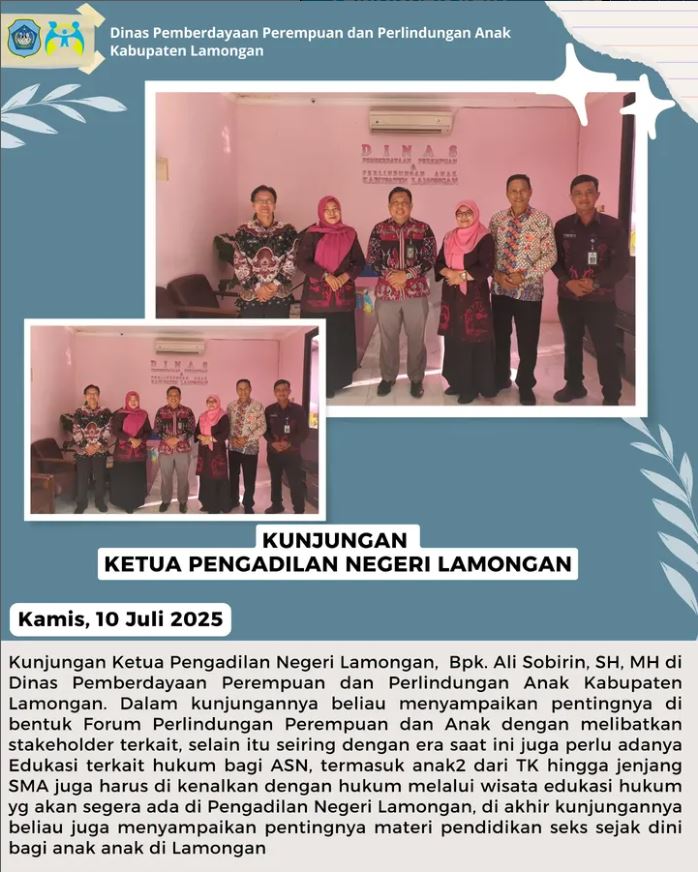 Foto: Ketua PN Lamongan Kunjungi DPPPA: Dorong Pembentukan Forum Perlindungan & Edukasi Hukum Sejak Dini