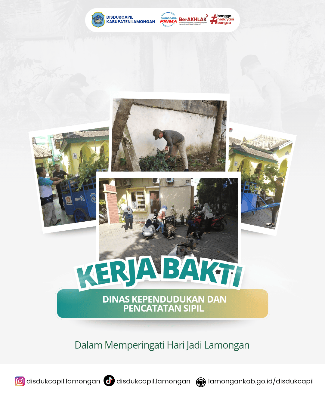 Foto: Kerja Bakti Disdukcapil Lamongan Sambut Hari Jadi Lamongan ke-457