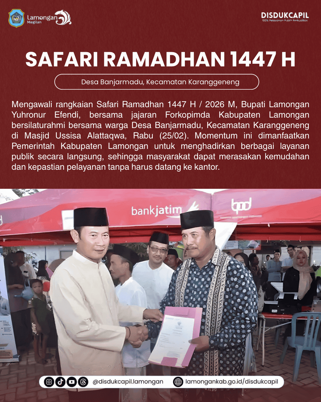 Foto: Dukcapil Lamongan Hadirkan Layanan Administrasi Kependudukan dalam Safari Ramadhan 1447 H