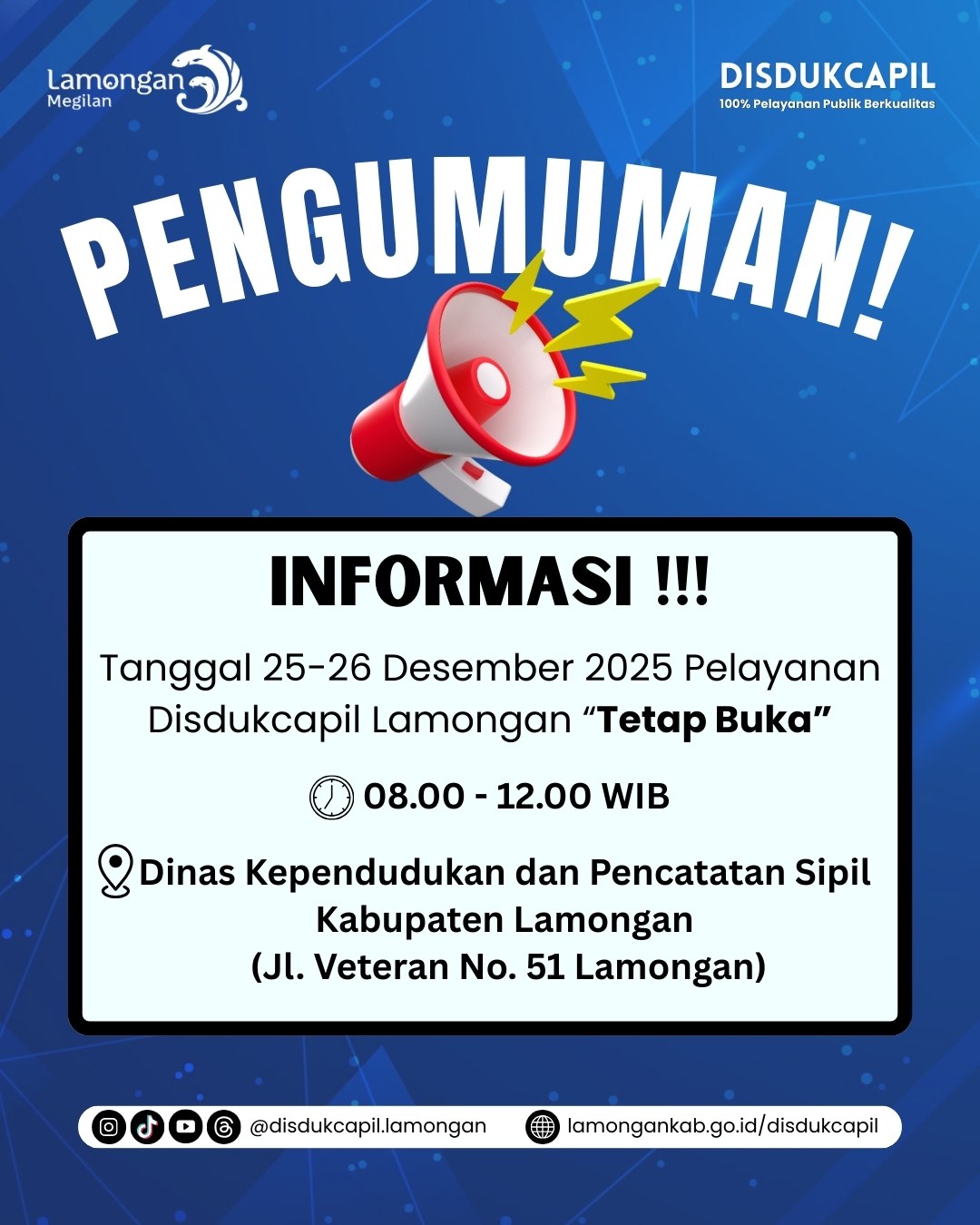 📢 Pengumuman Layanan Disdukcapil Lamongan