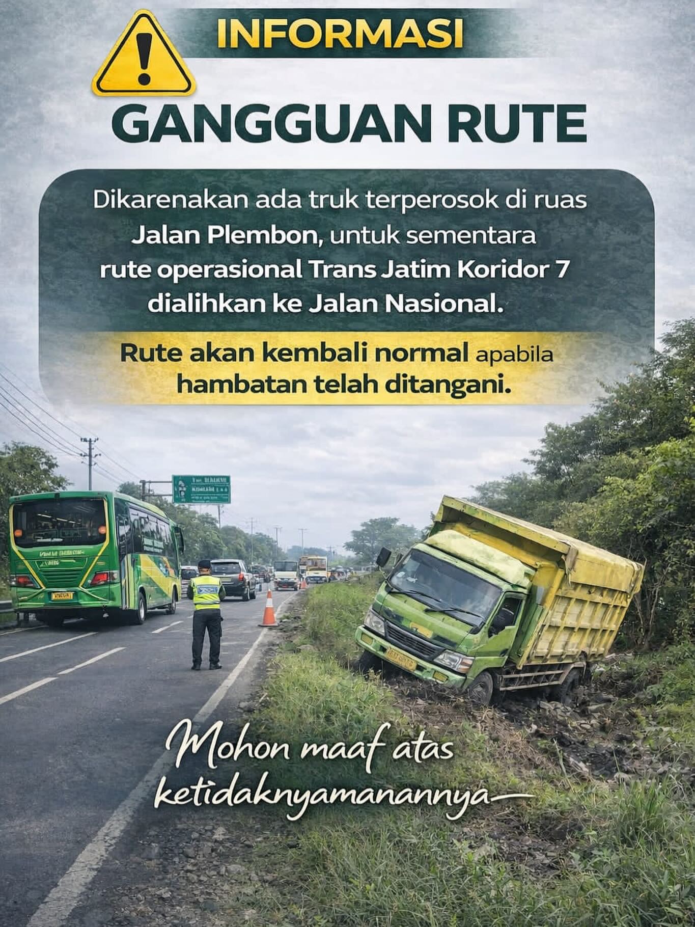 Foto: Informasi Pengalihan Rute Trans Jatim