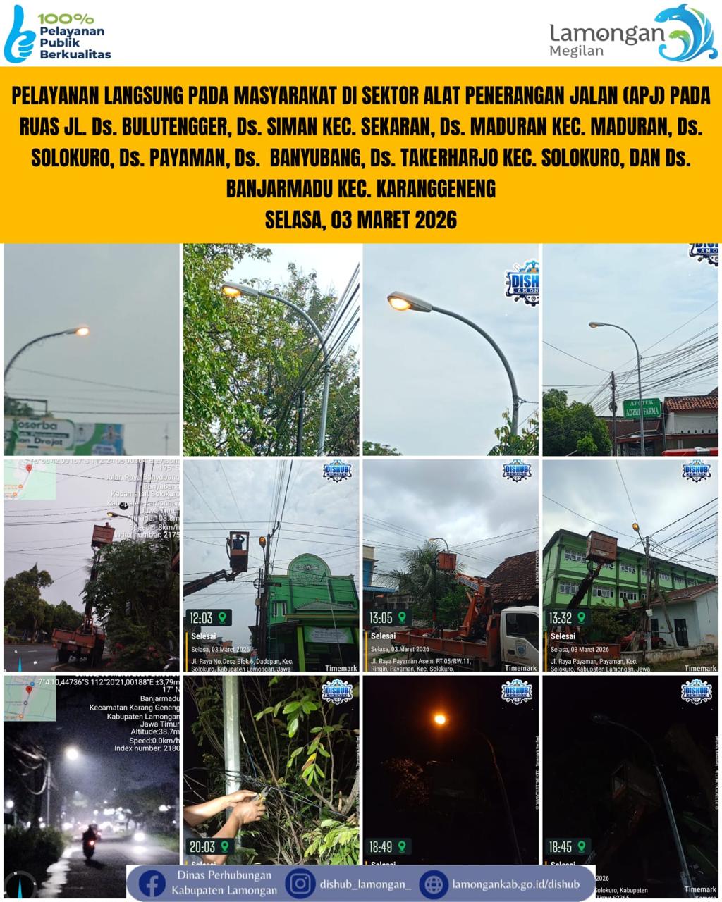 Foto: Pelayanan Langsung pada Masyarakat di Sektor Penerangan Jalan Umum (PJU) di Kecamatan Sekaran, Maduran, Solokuro, & Karanggeneng