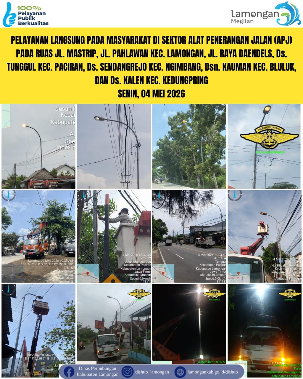 Foto: Pelayanan Langsung pada Masyarakat di Sektor Penerangan Jalan Umum (PJU) di Kecamatan Lamongan, Paciran, Ngimbang, Bluluk, & Kedungpring