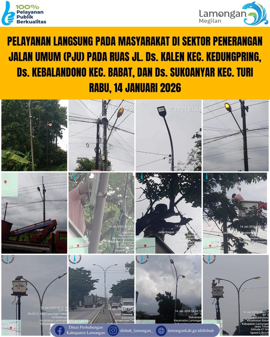 Pelayanan Langsung pada Masyarakat di Sektor Penerangan Jalan Umum (PJU) di Kecamatan Kedungpring, Babat, & Turi