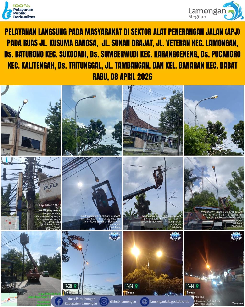 Foto: Pelayanan Langsung pada Masyarakat di Sektor Penerangan Jalan Umum (PJU) di Kecamatan Karanggeneng, Sukodadi, Lamongan, & Babat