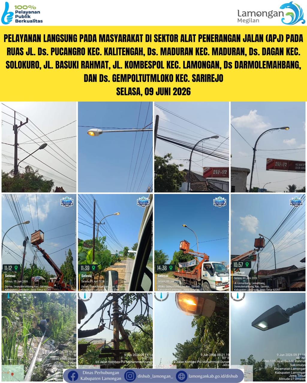 Foto: Pelayanan Langsung pada Masyarakat di Sektor Penerangan Jalan Umum (PJU) di Kecamatan Kalitengah, Lamongan, Maduran, Sarirejo, & Solokuro