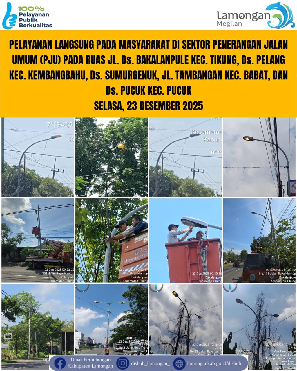 Foto: Pelayanan Langsung pada Masyarakat di Sektor Penerangan Jalan Umum (PJU) di Kecamatan Tikung, Kembangbahu, Babat, & Pucuk