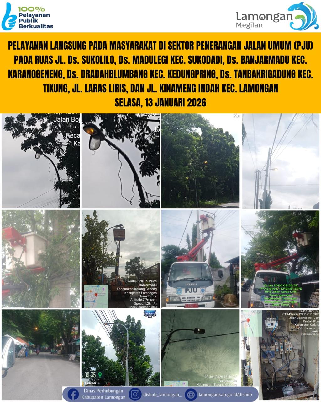 Pelayanan Langsung pada Masyarakat di Sektor Penerangan Jalan Umum (PJU) di Kecamatan Sukodadi, Karanggeneng, Kedungpring, Tikung, & Lamongan