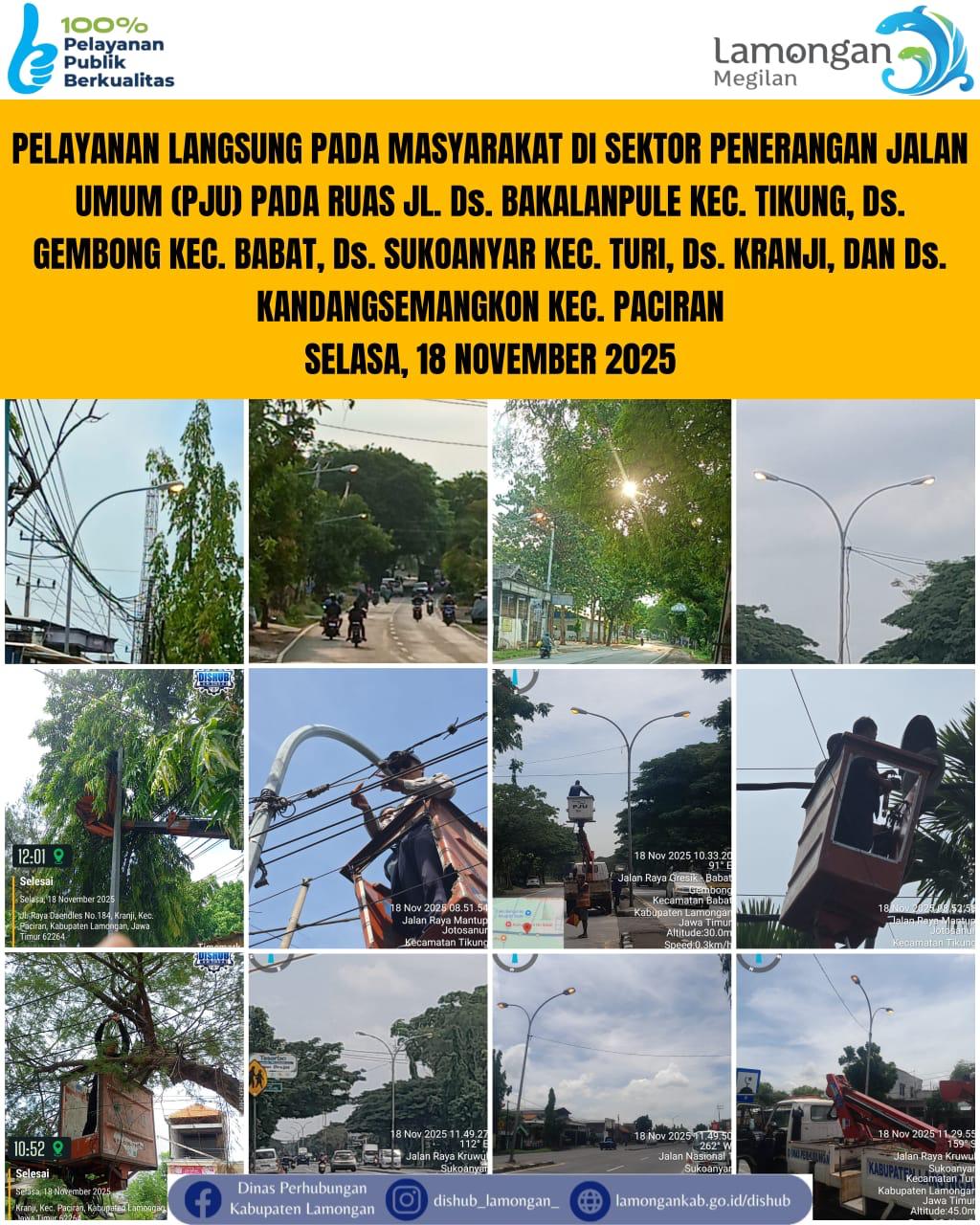 Foto: Pelayanan Langsung pada Masyarakat di Sektor Penerangan Jalan Umum (PJU) di Kecamatan Tikung, Babat, Turi, & Paciran