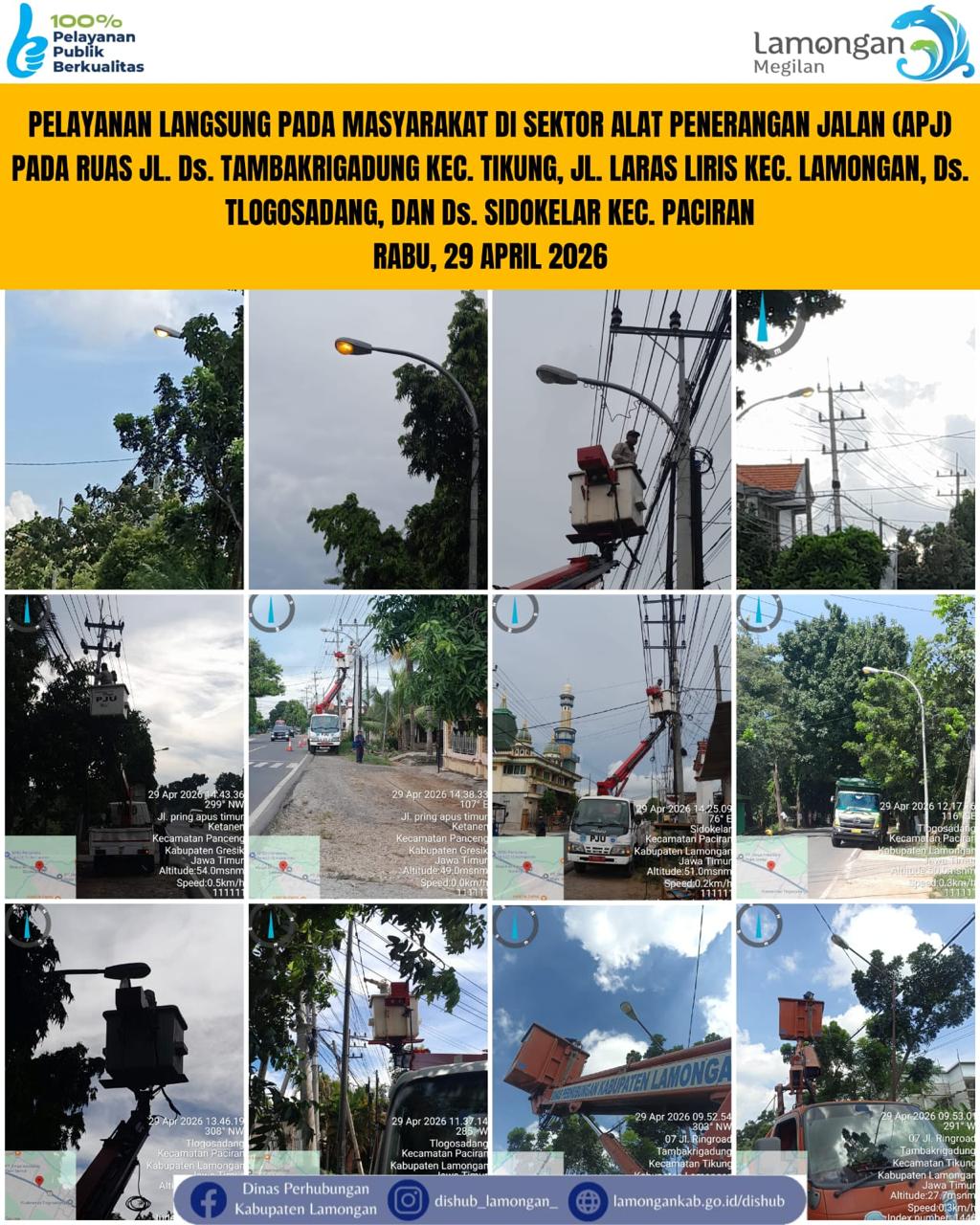 Foto: Pelayanan Langsung pada Masyarakat di Sektor Penerangan Jalan Umum (PJU) di Kecamatan Tikung, Lamongan, & Paciran