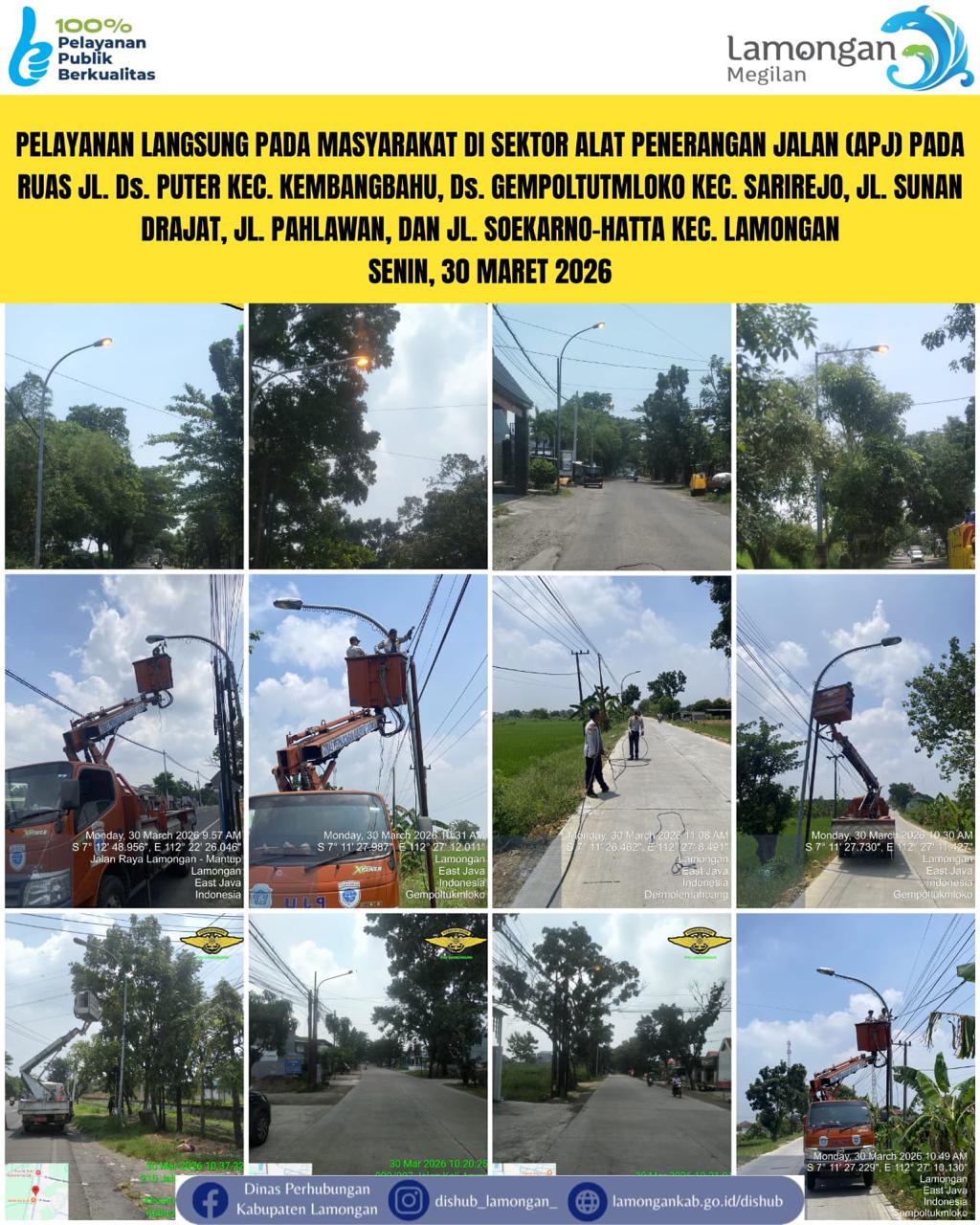 Foto: Pelayanan Langsung pada Masyarakat di Sektor Penerangan Jalan Umum (PJU) di Kecamatan Kembangbahu, Sarirejo, & Lamongan
