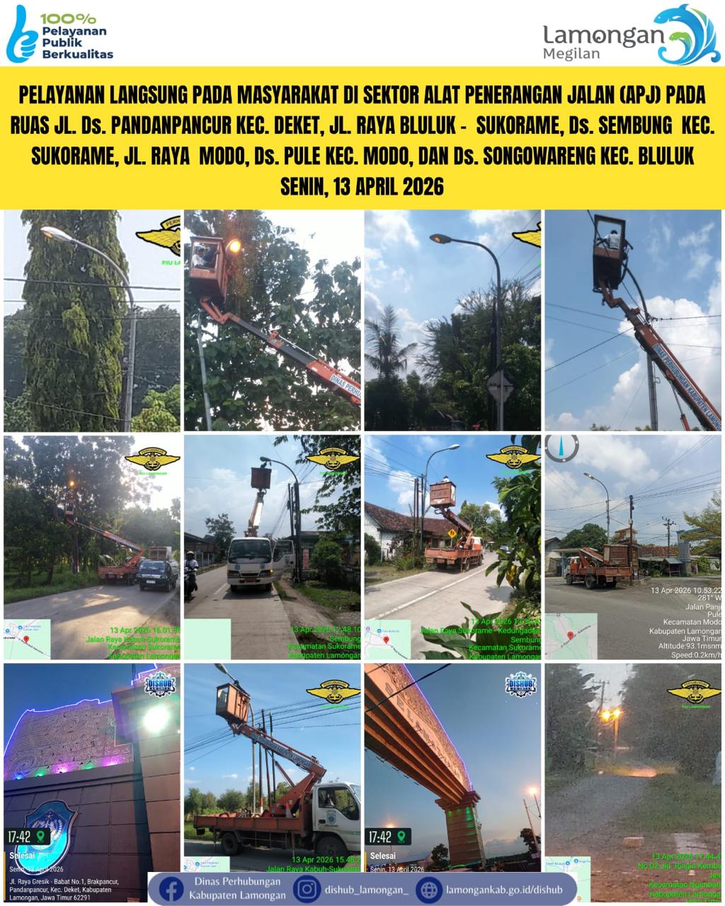 Foto: Pelayanan Langsung pada Masyarakat di Sektor Penerangan Jalan Umum (PJU) di Kecamatan Deket, Sukorame, Modo, & Bluluk