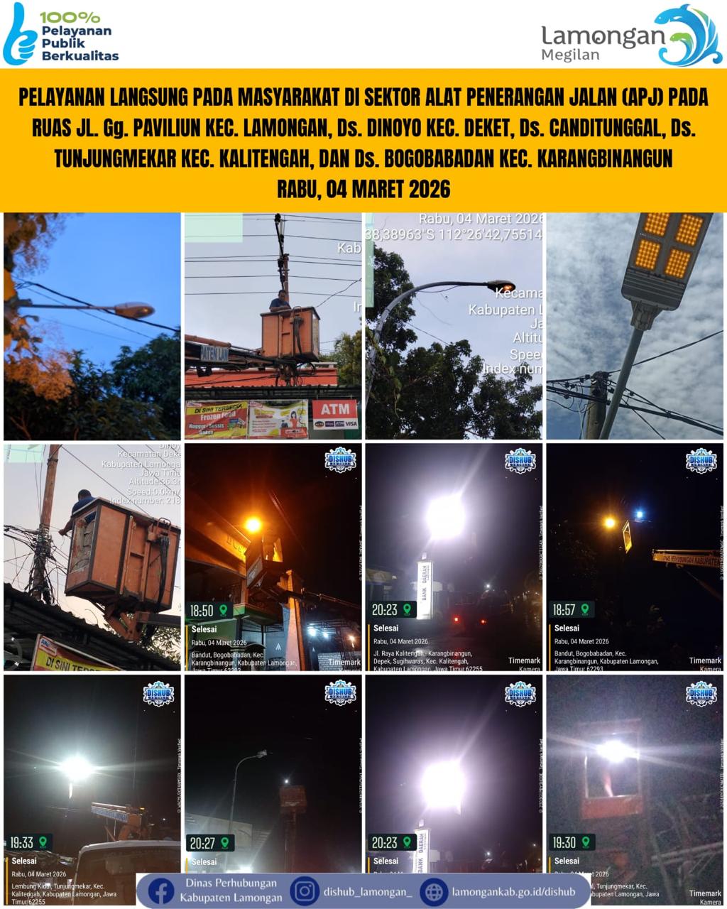 Foto: Pelayanan Langsung pada Masyarakat di Sektor Penerangan Jalan Umum (PJU) di Kecamatan Lamongan, Deket, Kalitengah, & Karangbinangun