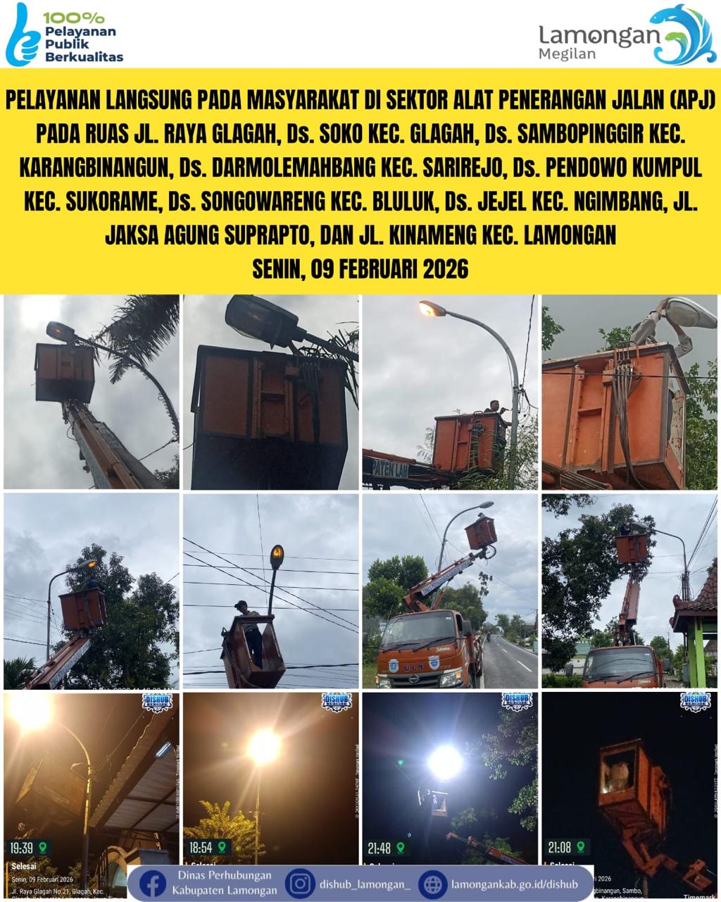 Foto: Pelayanan Langsung pada Masyarakat di Sektor Penerangan Jalan Umum (PJU) di Kecamatan Glagah, Karangbinangun, Sarirejo, Sukorame, Ngimbang, & Lamongan