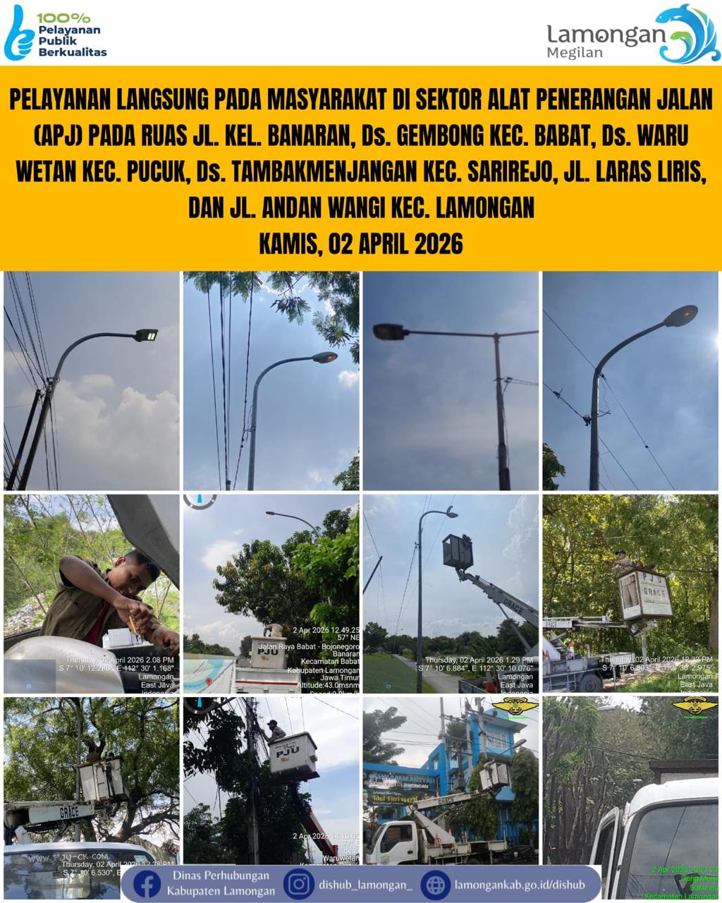 Foto: Pelayanan Langsung pada Masyarakat di Sektor Penerangan Jalan Umum (PJU) di Kecamatan Babat, Pucuk, Sarirejo, & Lamongan