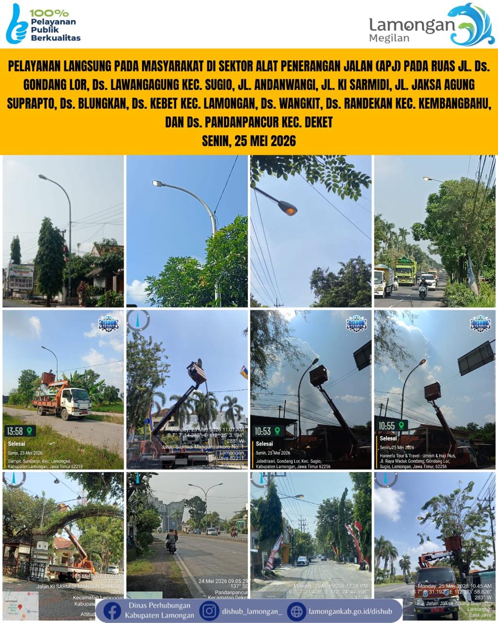 Foto: Pelayanan Langsung pada Masyarakat di Sektor Penerangan Jalan Umum (PJU) di Kecamatan Sugio, Lamongan, Kembangbahu, & Deket
