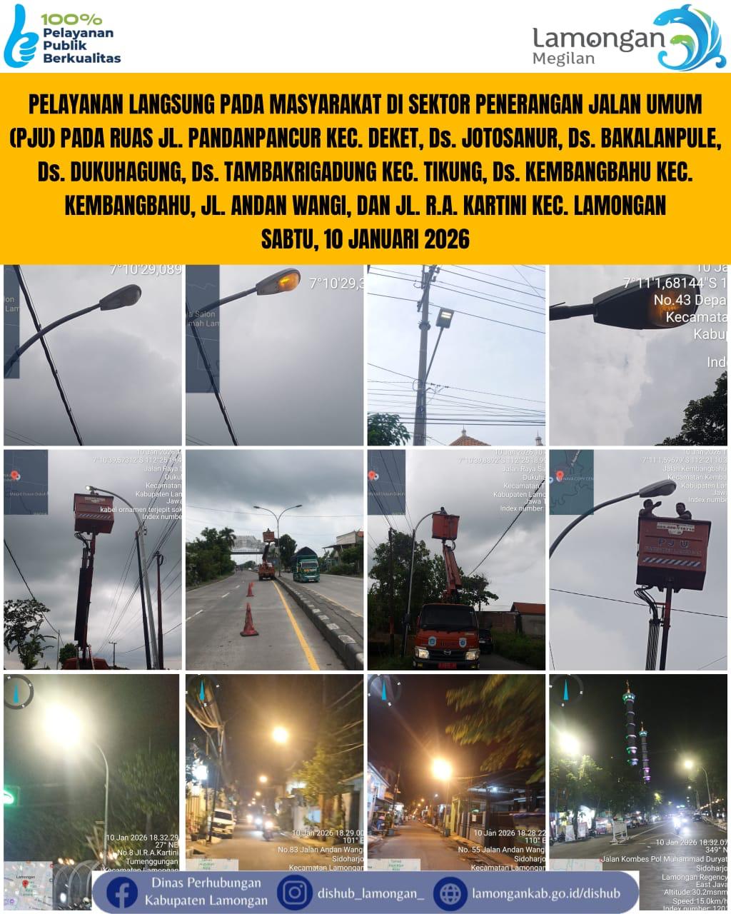 Foto: Pelayanan Langsung pada Masyarakat di Sektor Penerangan Jalan Umum (PJU) di Kecamatan Deket, Tikung, Kembangbahu, & Lamongan