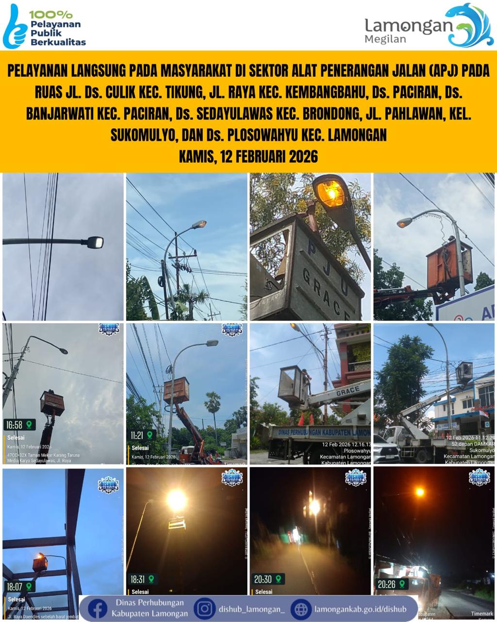 Foto: Pelayanan Langsung pada Masyarakat di Sektor Penerangan Jalan Umum (PJU) di Kecamatan Tikung, Kembangbahu, Paciran, Brondong, & Lamongan