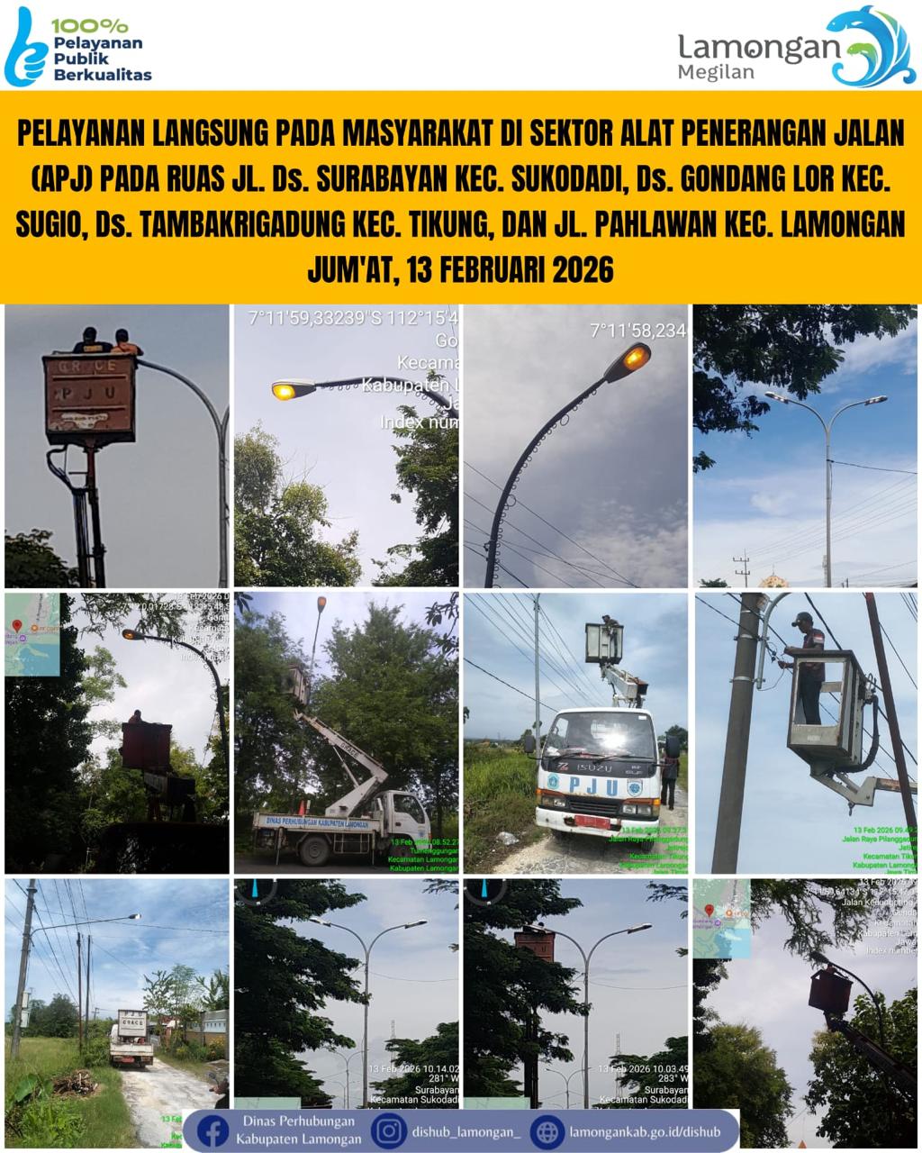 Foto: Pelayanan Langsung pada Masyarakat di Sektor Penerangan Jalan Umum (PJU) di Kecamatan Sukodadi, Tikung, & Lamongan