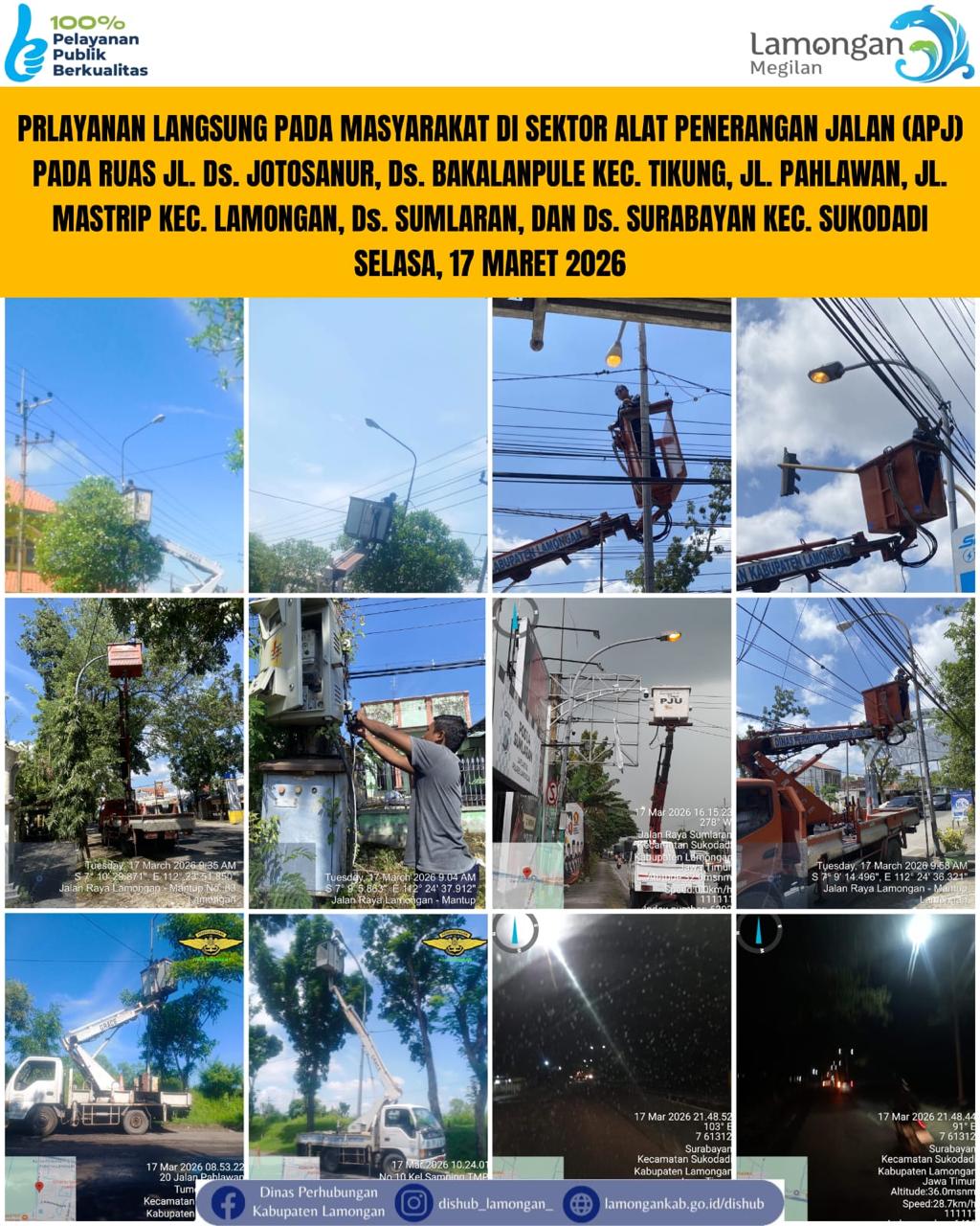 Foto: Pelayanan Langsung pada Masyarakat di Sektor Penerangan Jalan Umum (PJU) di Kecamatan Sukodadi, Lamongan, & Tikung