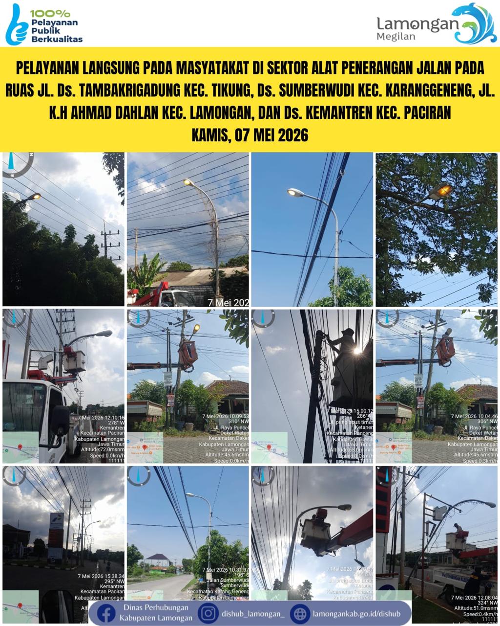 Foto: Pelayanan Langsung pada Masyarakat di Sektor Penerangan Jalan Umum (PJU) di Kecamatan Tikung, Karanggeneng, Lamongan, dan Paciran