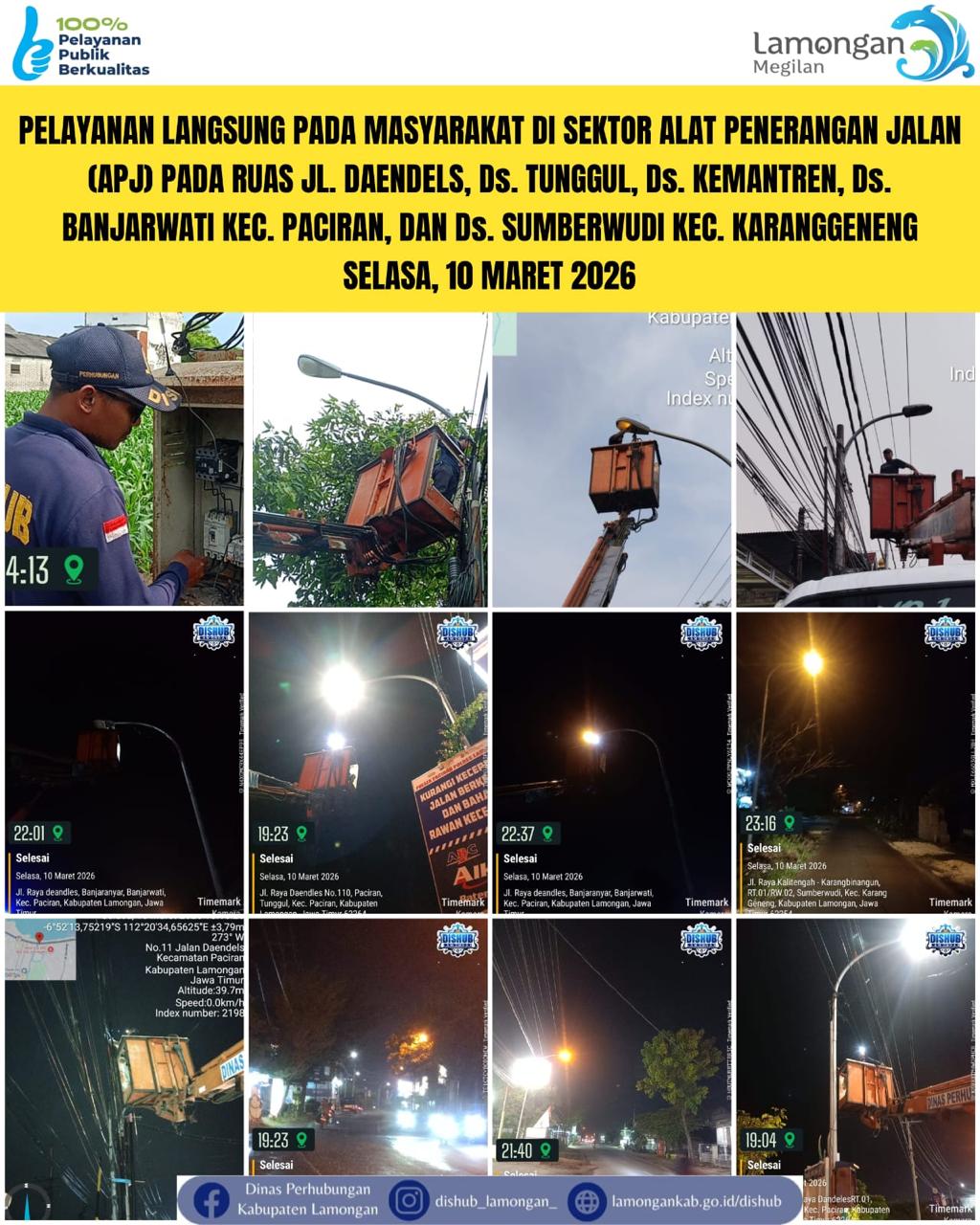 Foto: Pelayanan Langsung pada Masyarakat di Sektor Penerangan Jalan Umum (PJU) di Kecamatan Paciran & Karanggeneng