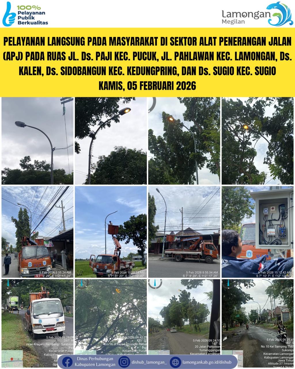 Foto: Pelayanan Langsung pada Masyarakat di Sektor Penerangan Jalan Umum (PJU) di Kecamatan Pucuk, Lamongan, Kedungpring, & Sugio