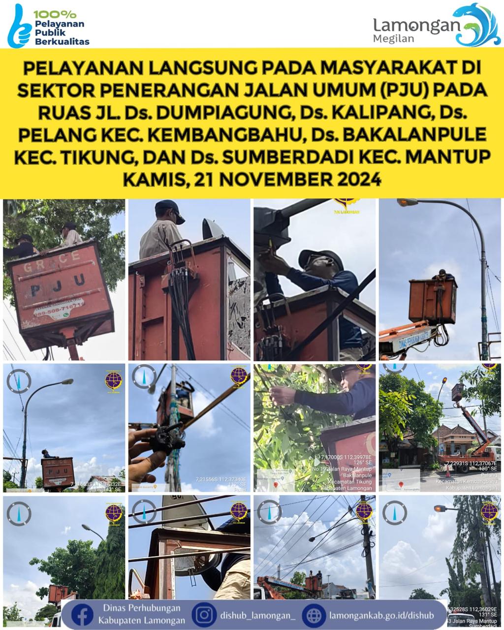 Pelayanan Secara Langsung Oleh Dinas Perhubungan Kabupaten Lamongan Pada Sektor Penerangan Jalan Umum (PJU)