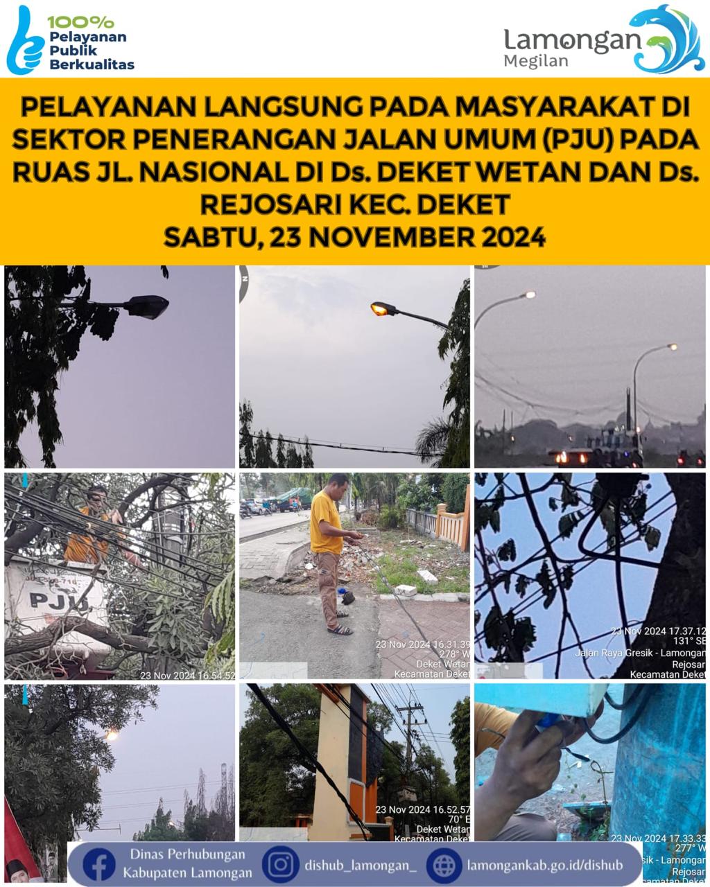 Pelayanan Secara Langsung Oleh Dinas Perhubungan Kabupaten Lamongan Pada Sektor Penerangan Jalan Umum (PJU)