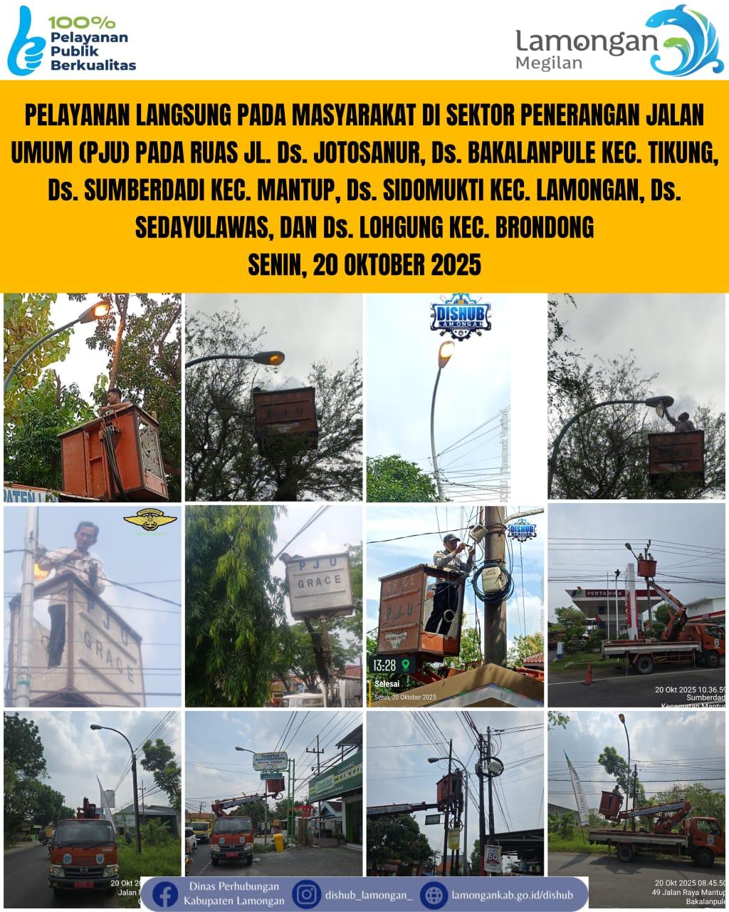 Foto: Pelayanan Langsung pada Masyarakat di Sektor Penerangan Jalan Umum (PJU) di Kecamatan Tikung, Mantup, Lamongan, dan Brondong