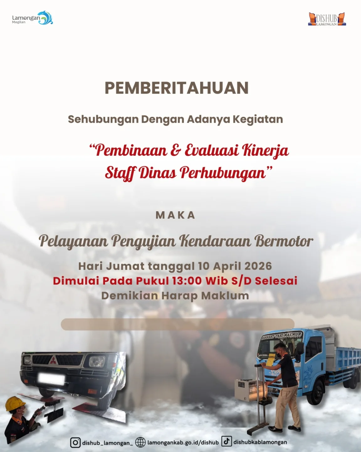 Foto: Pelayanan Pengujian Kendaraan Bermotor 10 April 2026 Diundur