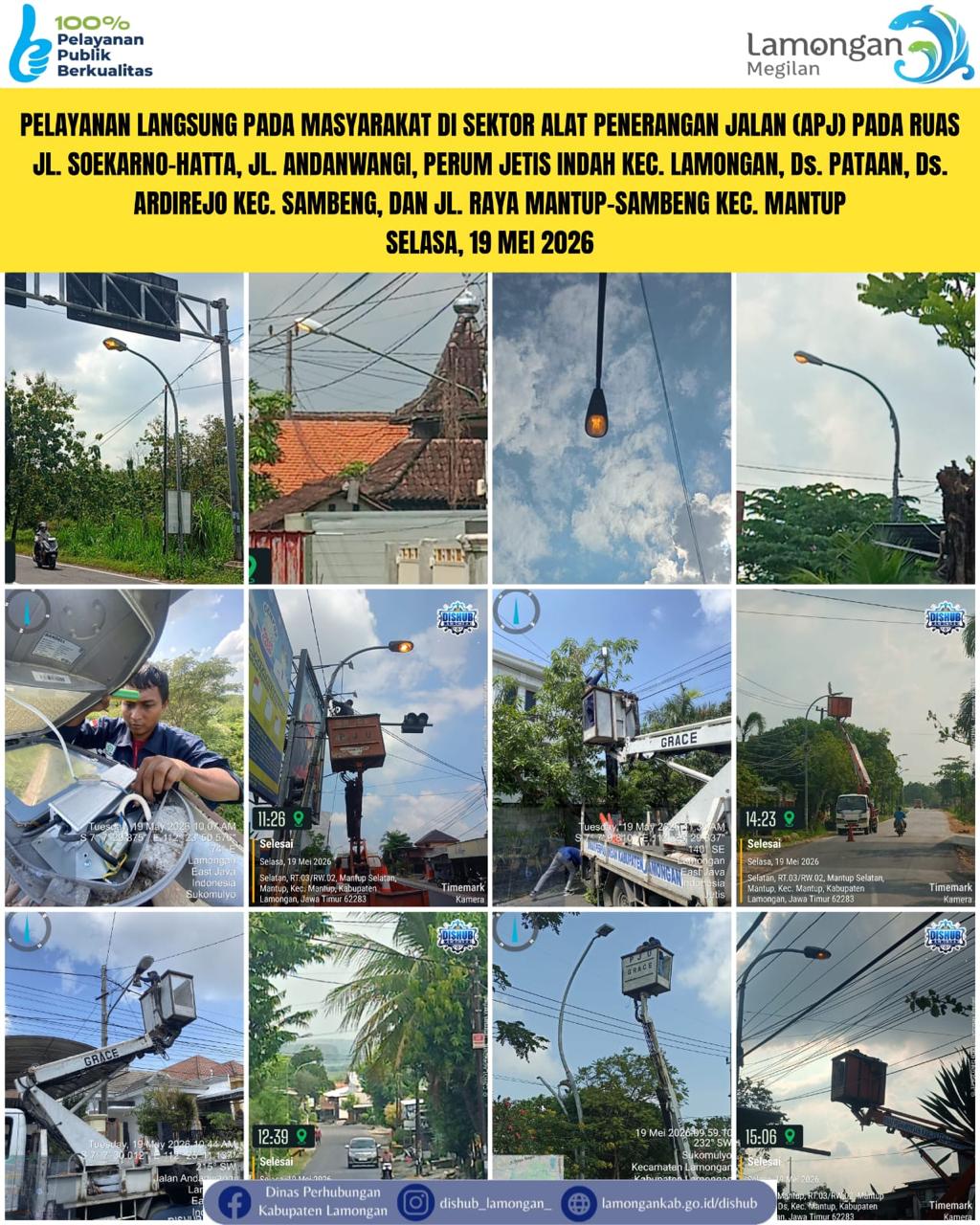 Foto: Pelayanan Langsung pada Masyarakat di Sektor Penerangan Jalan Umum (PJU) di Kecamatan Lamongan, Sambeng, & Mantup