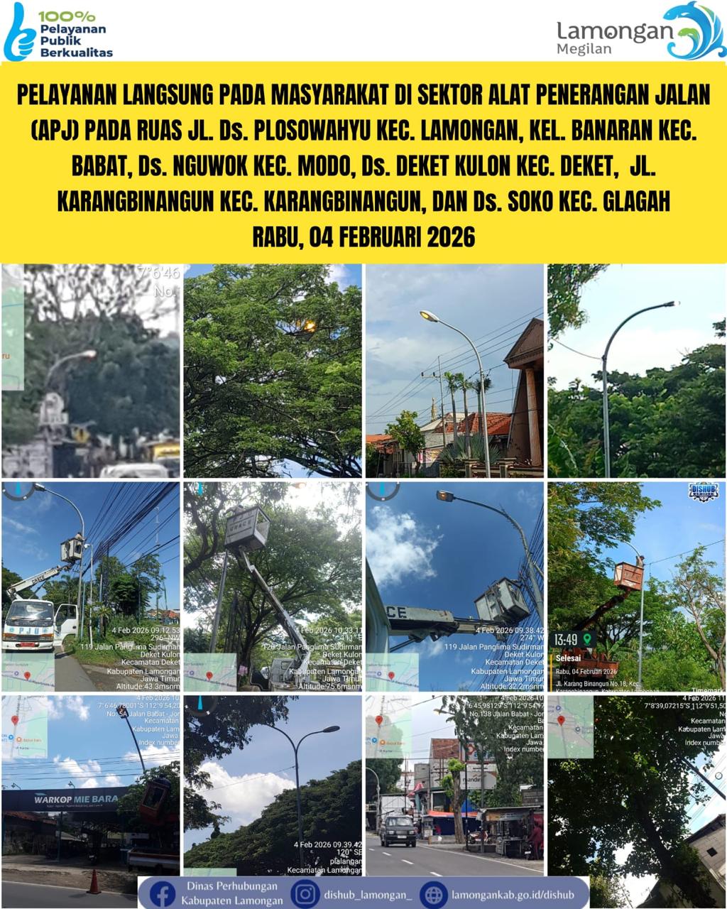 Foto: Pelayanan Langsung pada Masyarakat di Sektor Penerangan Jalan Umum (PJU) di Kecamatan Babat, Modo, Deket, Karangbinangun, & Glagah