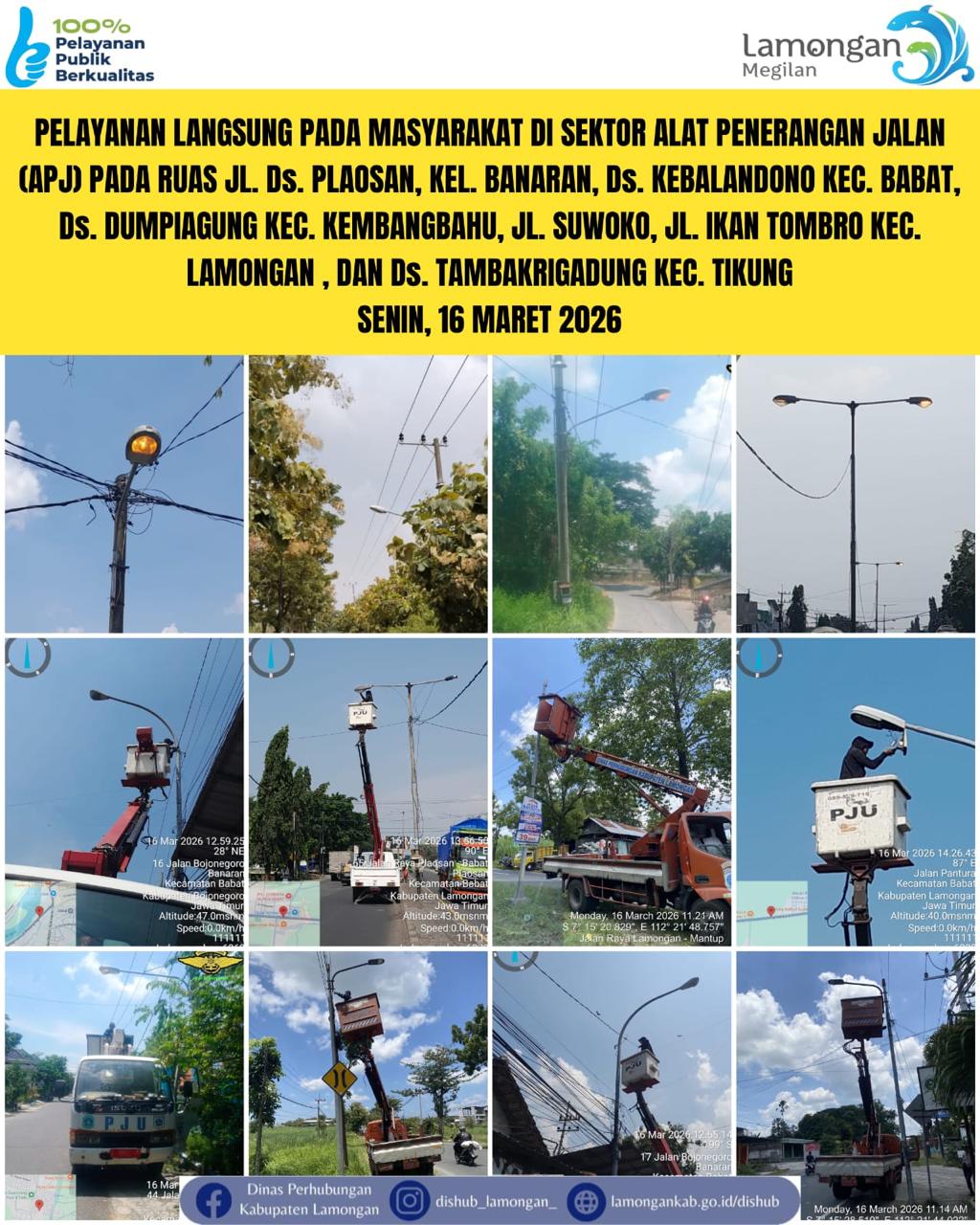 Foto: Pelayanan Langsung pada Masyarakat di Sektor Penerangan Jalan Umum (PJU) di Kecamatan Lamongan, Babat, Kembangbahu, & Tikung