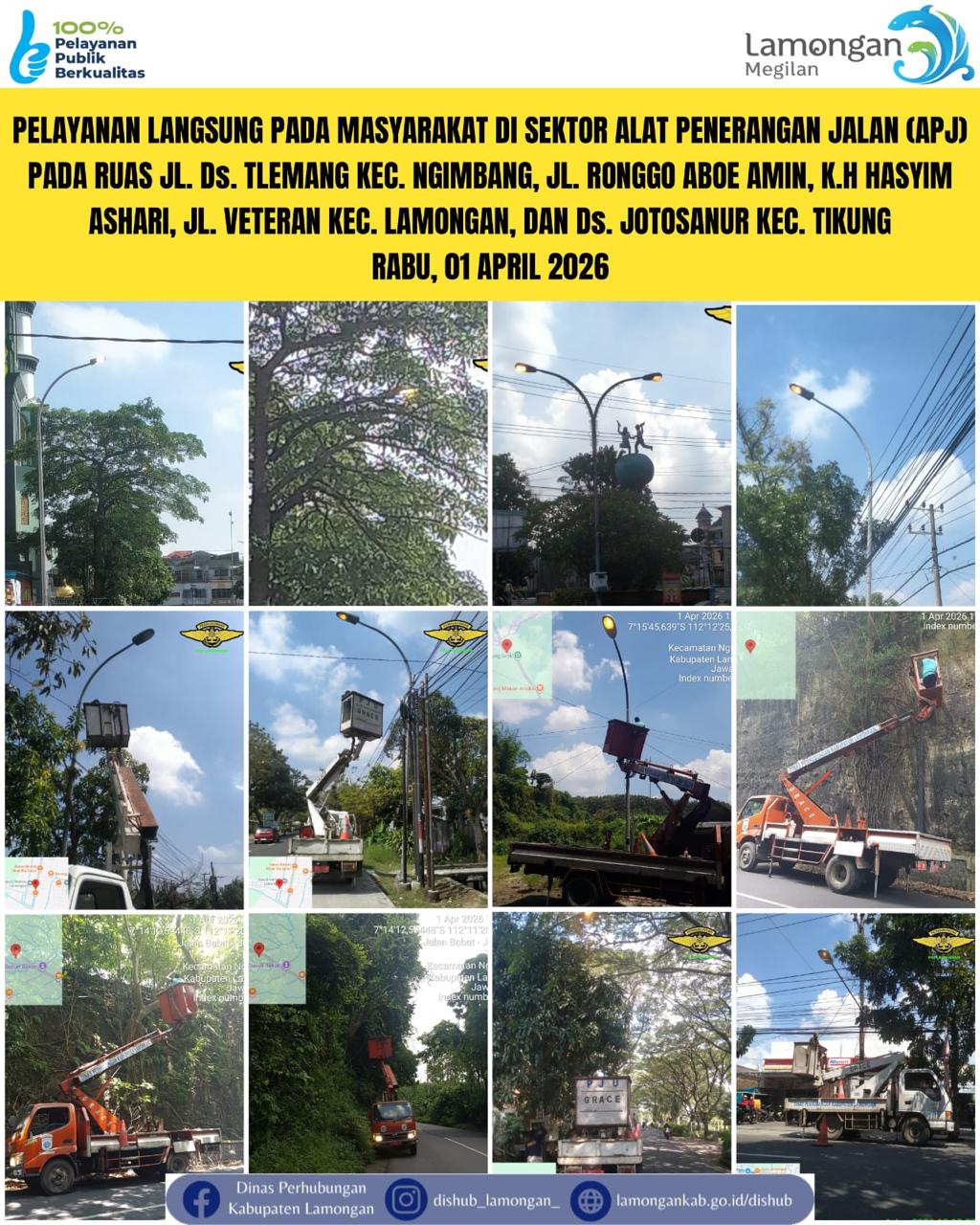 Foto: Pelayanan Langsung pada Masyarakat di Sektor Penerangan Jalan Umum (PJU) di Kecamatan Ngimbang, Lamongan, & Tikung