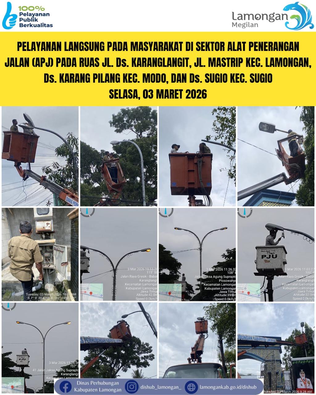 Foto: Pelayanan Langsung pada Masyarakat di Sektor Penerangan Jalan Umum (PJU) di Kecamatan Lamongan, Modo, & Sugio