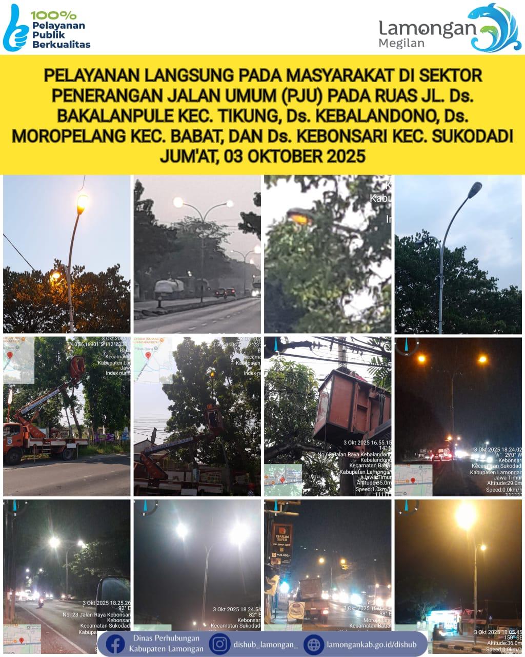 Foto: Pelayanan Langsung pada Masyarakat di Sektor Penerangan Jalan Umum (PJU) di Kecamatan Tikung, Babat, dan Sukodadi