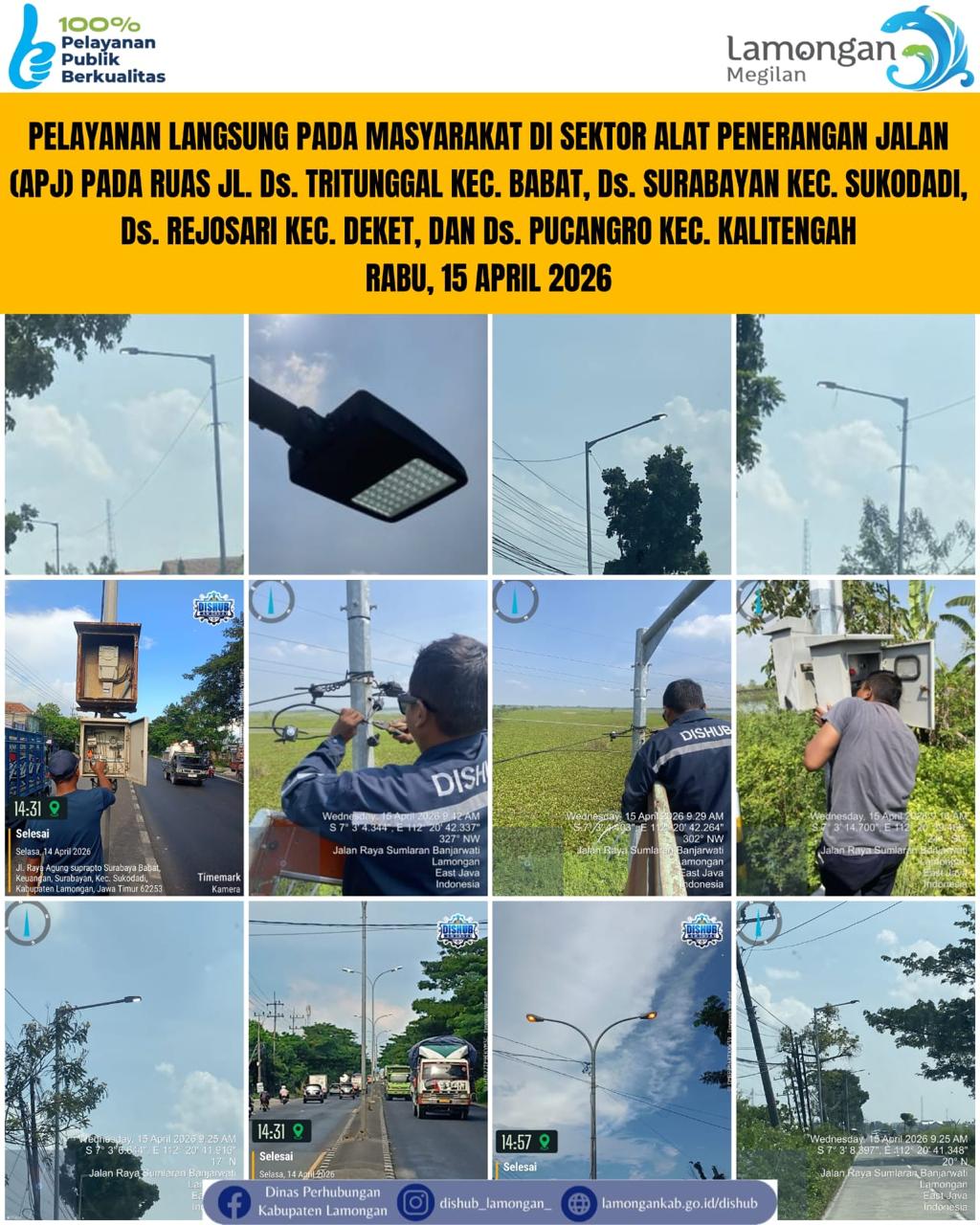 Foto: Pelayanan Langsung pada Masyarakat di Sektor Penerangan Jalan Umum (PJU) di Kecamatan Babat, Kalitengah, & Sukodadi