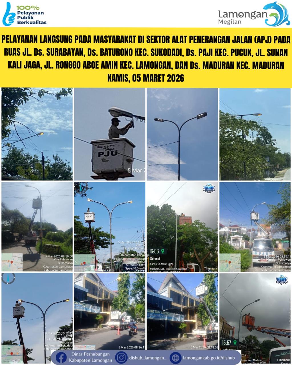 Foto: Pelayanan Langsung pada Masyarakat di Sektor Penerangan Jalan Umum (PJU) di Kecamatan Lamongan, Sukodadi, Pucuk, & Maduran
