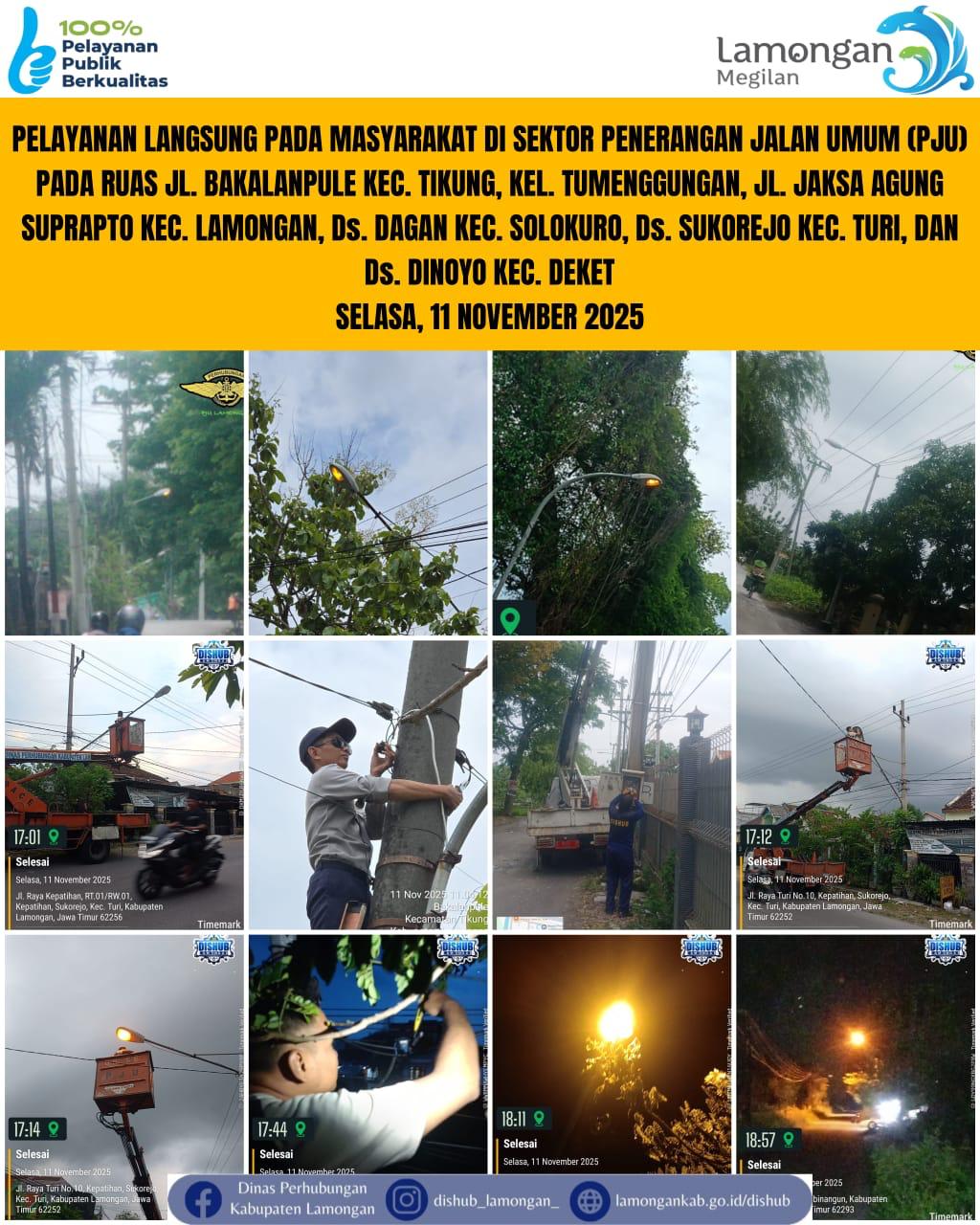 Foto: Pelayanan Langsung pada Masyarakat di Sektor Penerangan Jalan Umum (PJU) di Kecamatan Pucuk, Turi, Lamongan, & Sukodadi