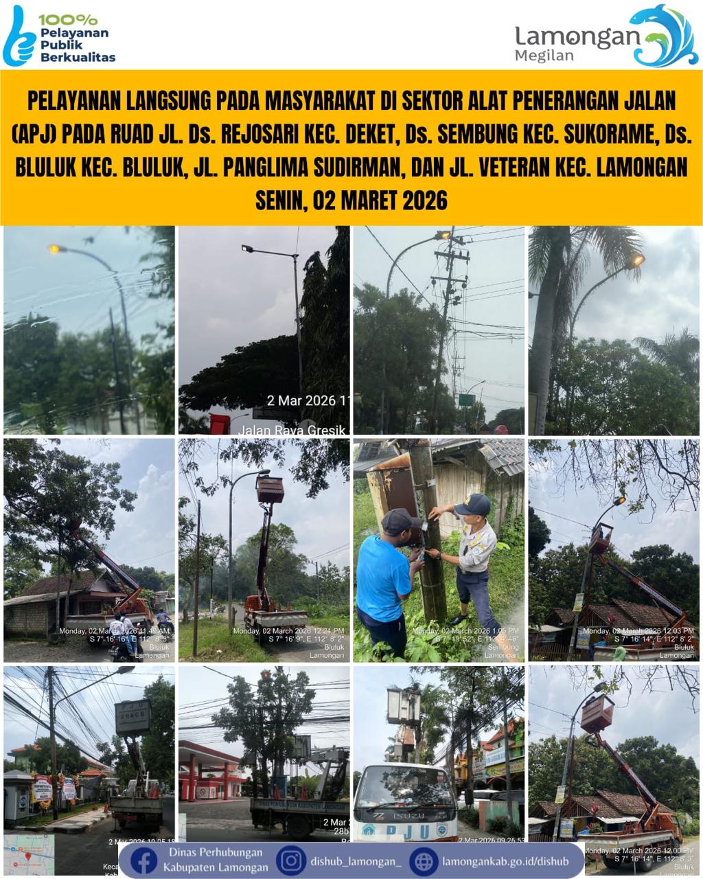 Foto: Pelayanan Langsung pada Masyarakat di Sektor Penerangan Jalan Umum (PJU) di Kecamatan Deket, Sukorame, Bluluk, & Lamongan