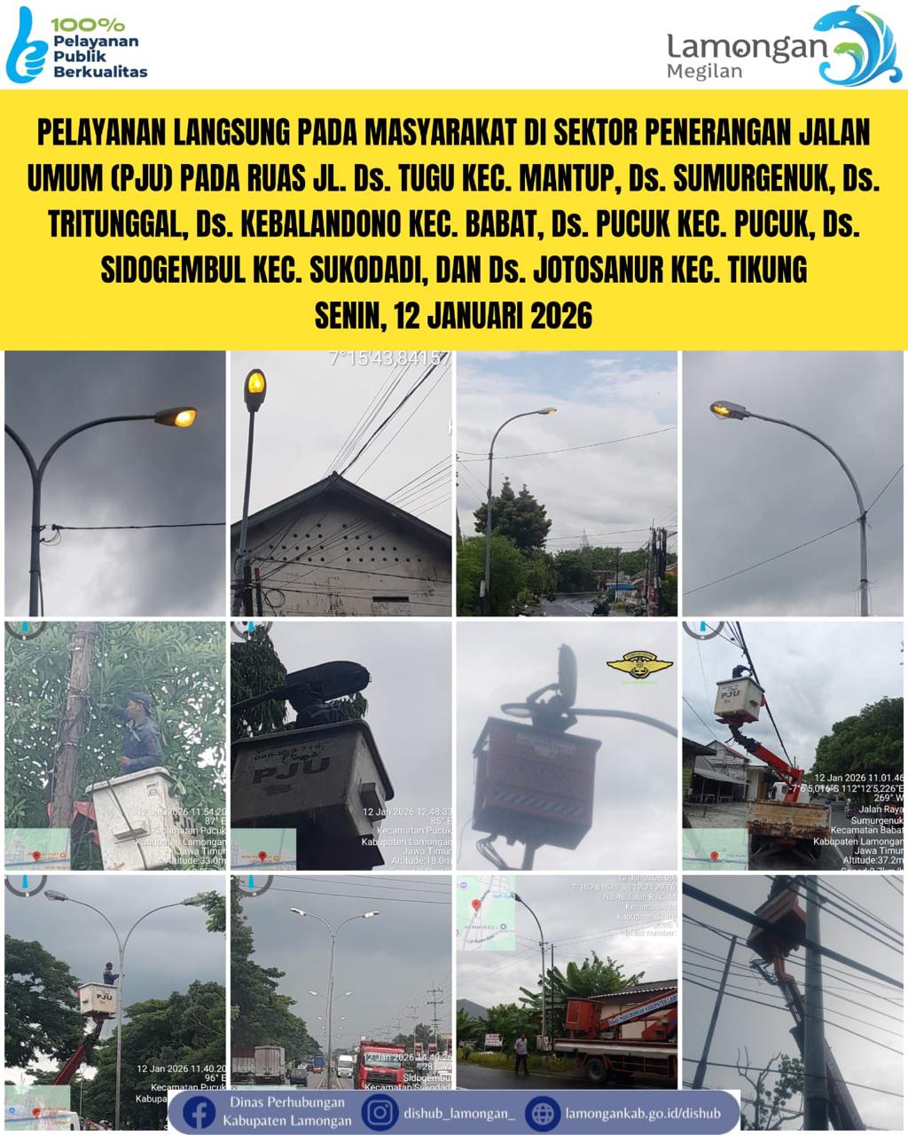 Foto: Pelayanan Langsung pada Masyarakat di Sektor Penerangan Jalan Umum (PJU) di Kecamatan Babat, Pucuk, Sukodadi, & Tikung