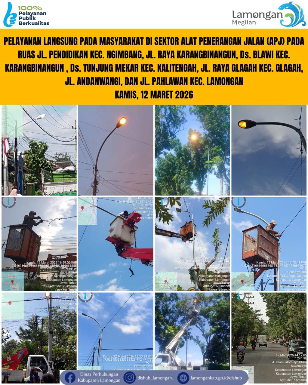 Foto: Pelayanan Langsung pada Masyarakat di Sektor Penerangan Jalan Umum (PJU) di Kecamatan Lamongan, Ngimbang, Glagah, & Karangbinangun