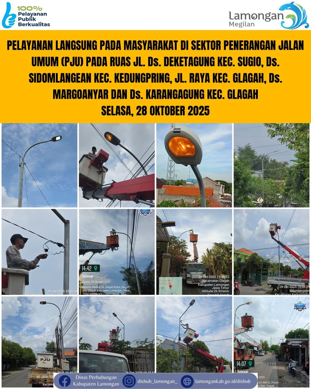 Foto: Pelayanan Langsung pada Masyarakat di Sektor Penerangan Jalan Umum (PJU) di Kecamatan Sugio, Kedungpring, dan Glagah