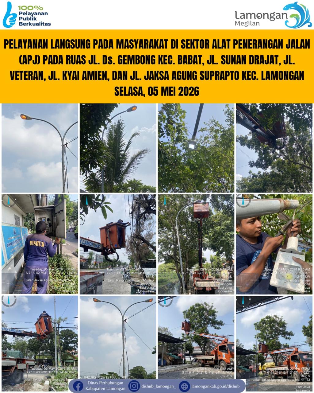 Foto: Pelayanan Langsung pada Masyarakat di Sektor Penerangan Jalan Umum (PJU) di Kecamatan Babat & Lamongan