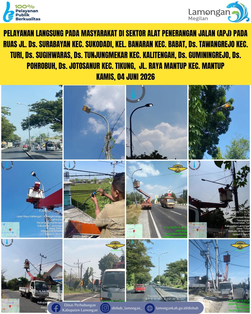 Foto: Pelayanan Langsung pada Masyarakat di Sektor Penerangan Jalan Umum (PJU) di Kecamatan Sukodadi, Babat, Kalitengah, Tikung, & Mantup