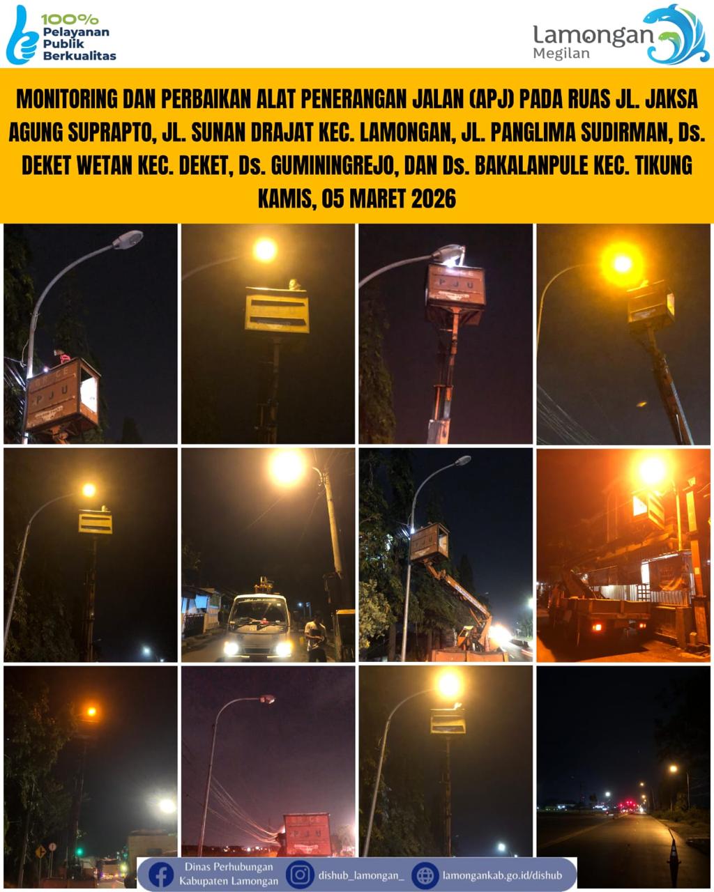 Foto: Pelayanan Langsung pada Masyarakat di Sektor Penerangan Jalan Umum (PJU) di Kecamatan Lamongan, Deket, & Tikung